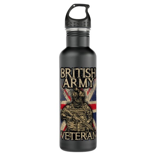 Bouteille D'eau Soldat vétéran de l'armée britannique Union Jack D (Devant)