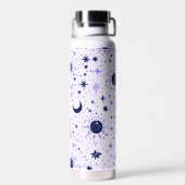 Bouteille D'eau Soleil Lune Étoiles Noir et Violet Céleste (Arrière)