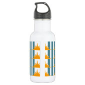 Bouteille D'eau Soleil orange jaune sur bandes Turquoises (Dos)