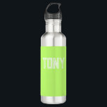 Bouteille D'eau Solide Neon Apple Green Nom personnalisé Monogramm<br><div class="desc">- Conception solide,  audacieuse,  minimaliste avec nom personnalisable,  police,  taille de police ou couleur de police... . C'est très amusant et ludique !</div>