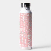Bouteille D'eau Son nom et de mignons coeurs rose rougissant (Gauche)
