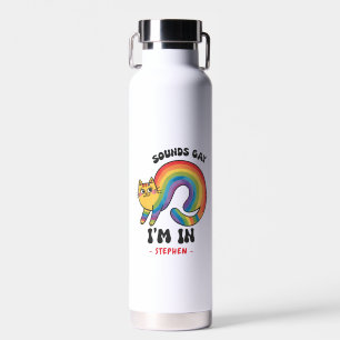 Bouteille D'eau Sounds Gay, I’m In - Rainbow Cat LGBTQ Pride