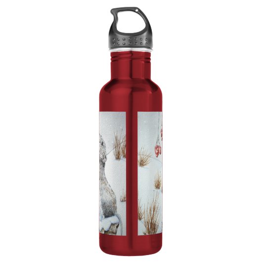 Bouteille D'eau Souris mignonne et art rouge de faune de scène de (Dos)