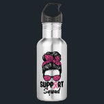 Bouteille D'eau Soutien Squad Messy Bun Pink Warrior Cancer du sei<br><div class="desc">Soutien Squad Messy Bun Pink Warrior Cancer du sein</div>