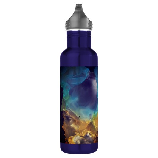Bouteille D'eau Space Nebula bleu jaune Alcool art (Droite)