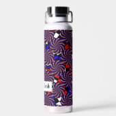 Bouteille D'eau Spirale rouge blanc de Checker bleu par Kenneth Yo (Arrière)