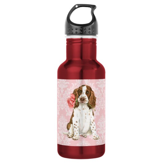 Bouteille D'eau Springer anglais rose de Valentine (Devant)