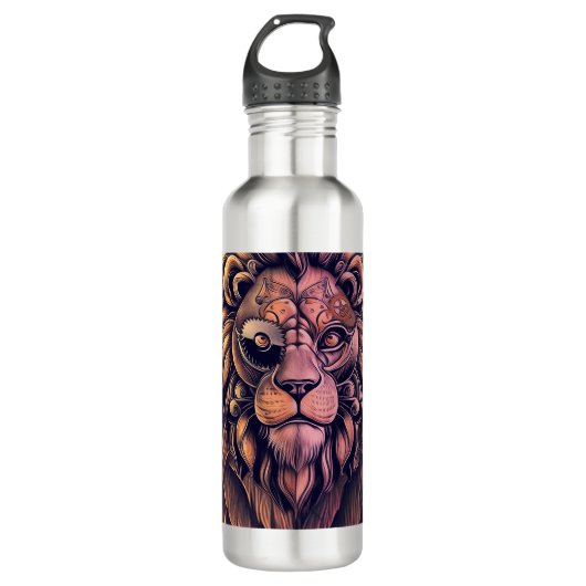 Bouteille D'eau Steampunk Couleur Gradient Lion Rustique (Devant)