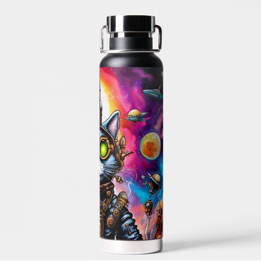 Bouteille D'eau Steampunk Space Chat I (Arrière)