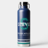 Bouteille D'eau Stevie nom signifiant monogramme sportif turquoise (Avant)