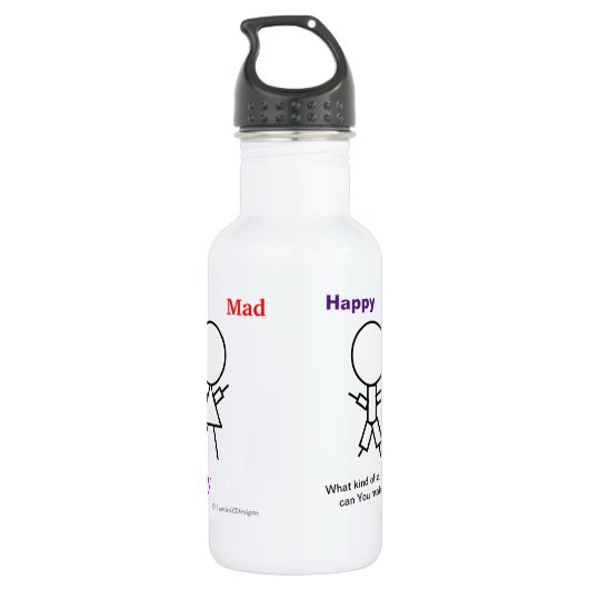 Bouteille D'eau Stick Figure Doodle Visage Couleur moi (Dos)