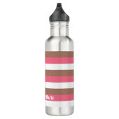 Bouteille D'eau Stripes Personnaliser Pink Brown Blanc (Droite)