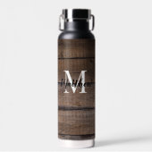 Bouteille D'eau Style Motif de bois rustique Monogramme Script (Avant)