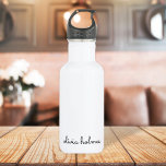 Bouteille D'eau Stylish monogram | Minimaliste moderne<br><div class="desc">A simple stylish custom monogram design in informal casual handwritten script typographiy in striking monochrome and white. The monogram can easily be personalized to make a design as unique as you are! The perfect trendy poison ou accessoire pour un instant.</div>