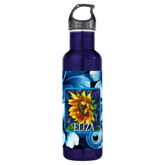 Bouteille D'eau Sunflower at Night Flower Floral Personalized (Devant)