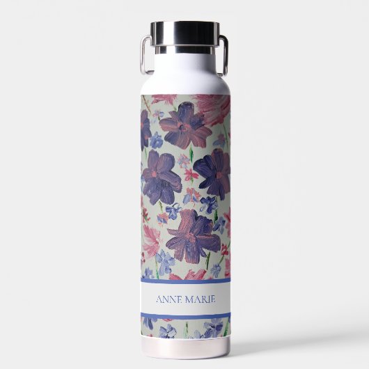 Bouteille d'eau sur mesure Floral Rose Blue Moon (Avant)