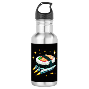 Bouteille D'eau Sushi Spacship Pixel Art Flying Sushi Roll Design