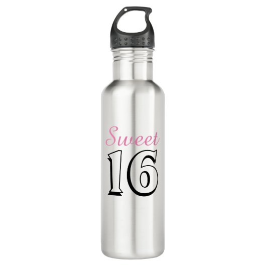 Bouteille D'eau Sweet 16 Moderne Chic Fille rose Anniversaire (Devant)