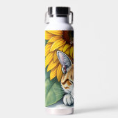 Bouteille D'eau Sweet Sleepy Kitty Cat and Sunflowers Personalized (Avant)
