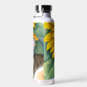 Bouteille D'eau Sweet Sleepy Kitty Cat and Sunflowers Personalized (Plage)