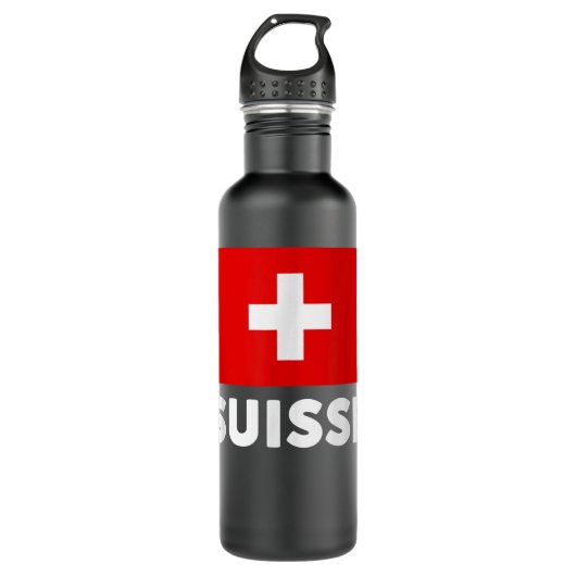 Bouteille D'eau Switzerland Flag Suisse Swiss Schweiz White Red  (Devant)
