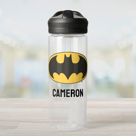 Bouteille D'eau Symbole Batman | Logo ovale | Ajouter Votre Nom