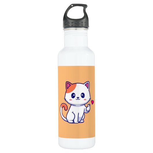 Bouteille D'eau Symbole de chat mignon en amour main-57577 (Devant)