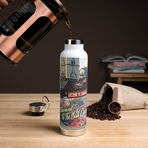 Bouteille D'eau Symbole de Dubuque, Iowa avec drapeau américain