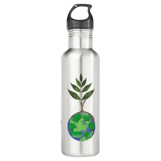 Bouteille D'eau Symbole de recyclage personnalisé de l'arbre de la (Devant)