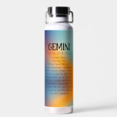 Bouteille D'eau SYMBOLE Horoscope Gemini | SIGNE D'Astrologie Jume (Arrière)