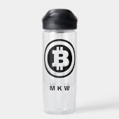 Bouteille D'eau Symbole Logo Bitcoin Noir Monogramme (Arrière)