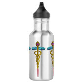 BOUTEILLE D'EAU SYMBOLE MÉDICALE OR CADUCEUS (Droite)