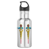 BOUTEILLE D'EAU SYMBOLE MÉDICALE OR CADUCEUS (Dos)