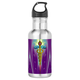 BOUTEILLE D'EAU SYMBOLE MÉDICALE OR CADUCEUS