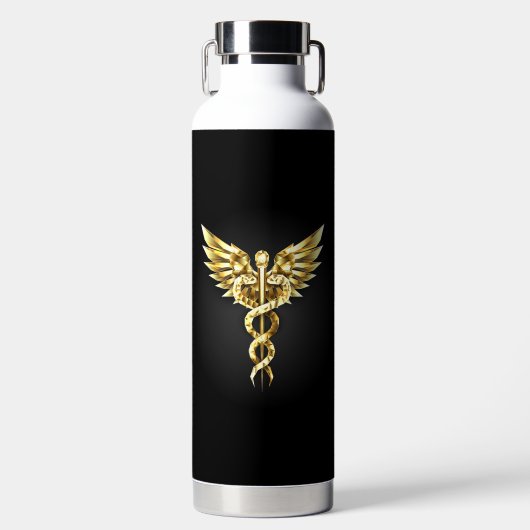 Bouteille D'eau Symbole Polygonal Or Caduceus (Avant)