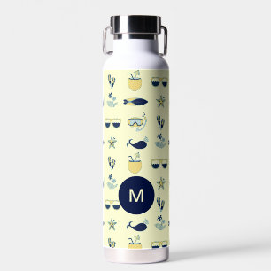 Bouteille D'eau Symboles d'été tendance Motif Monogramme