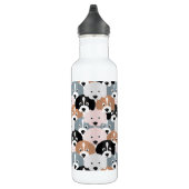 Bouteille D'eau Sympa Chiens Chiens Roses Black Illustration (Droite)