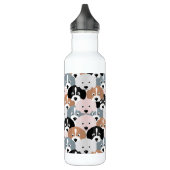 Bouteille D'eau Sympa Chiens Chiens Roses Black Illustration (Gauche)