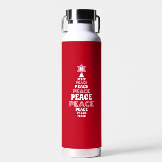 Bouteille D'eau Sympa Noël Arbre de Paix Custom Initial Rouge (Avant)