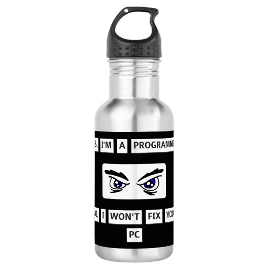 Bouteille D'eau T-shirt de l'avertissement du programmeur (Devant)