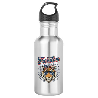 Bouteille D'eau T-shirt vintage gravure Freedom Tiger patriotique_