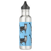 Bouteille D'eau Tabby Chat Whimsical Bleu clair Chats (Gauche)