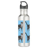 Bouteille D'eau Tabby Chat Whimsical Bleu clair Chats (Dos)