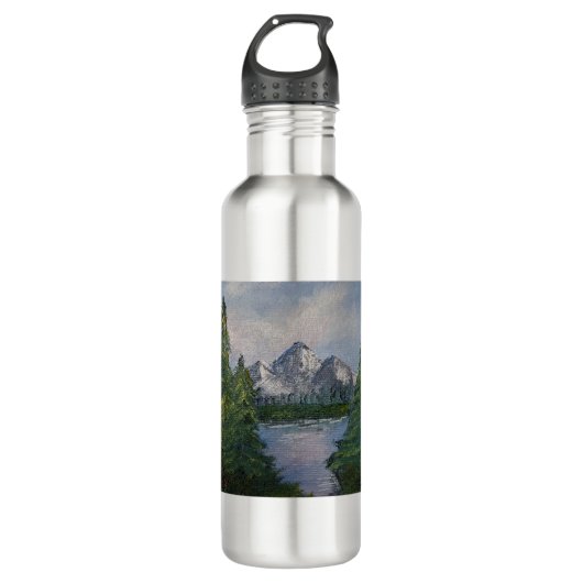 Bouteille D'eau Tableau de style Bob Ross #2 (Devant)