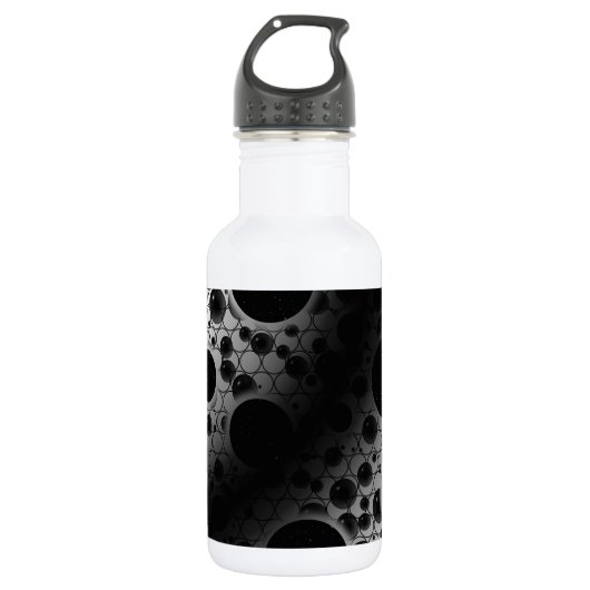 Bouteille D'eau Taches de bulle spatiale - Blanc/Noir (Devant)