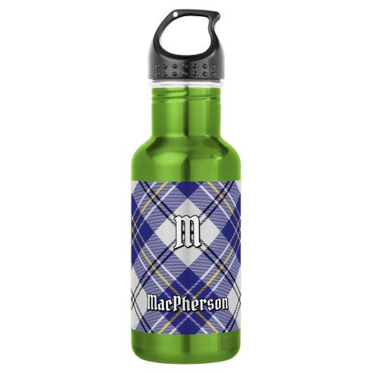 Bouteille D'eau Tartan de robe bleue du clan MacPherson (Devant)