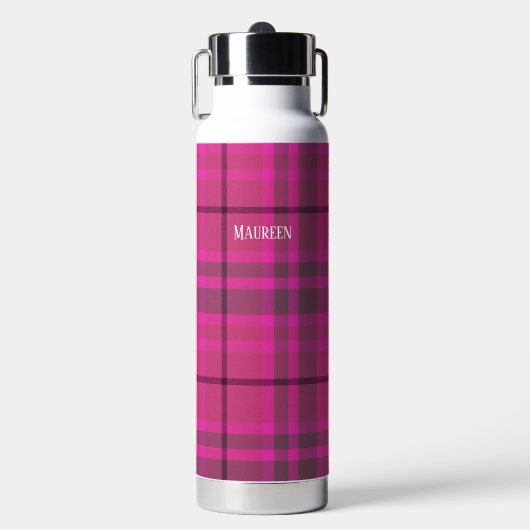Bouteille D'eau Tartan préppant rose et violet (Salle de sport)