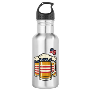 Bouteille D'eau Tasse à bière patriotique dessin vectoriel vintage