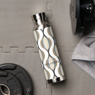 Bouteille D'eau Taupe personnalisée Beige Tan Gris Blanc Noir Vagu