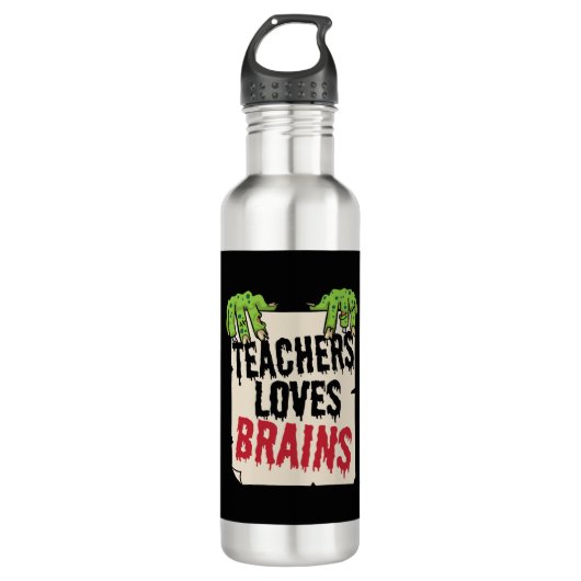 Bouteille D'eau Teacher Loves Brains Funny Halloween Teacher Shir (Devant)